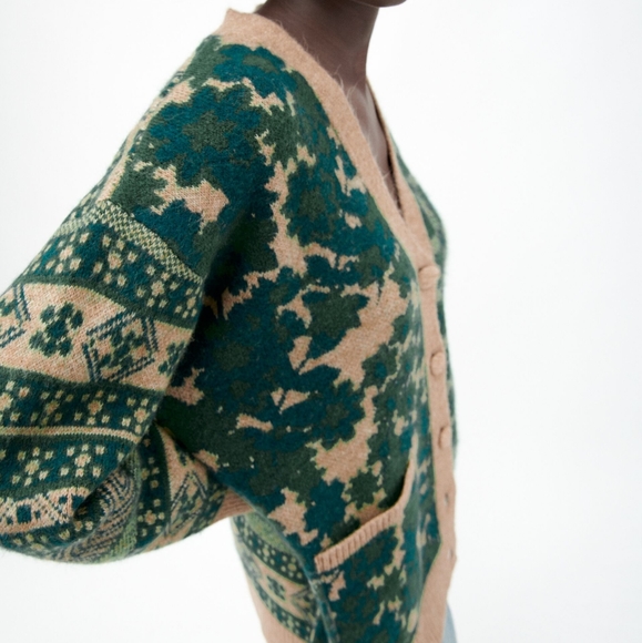 Zara | Jaquiard Knit Button Cardigan | Size Small - Picture 2 of 8